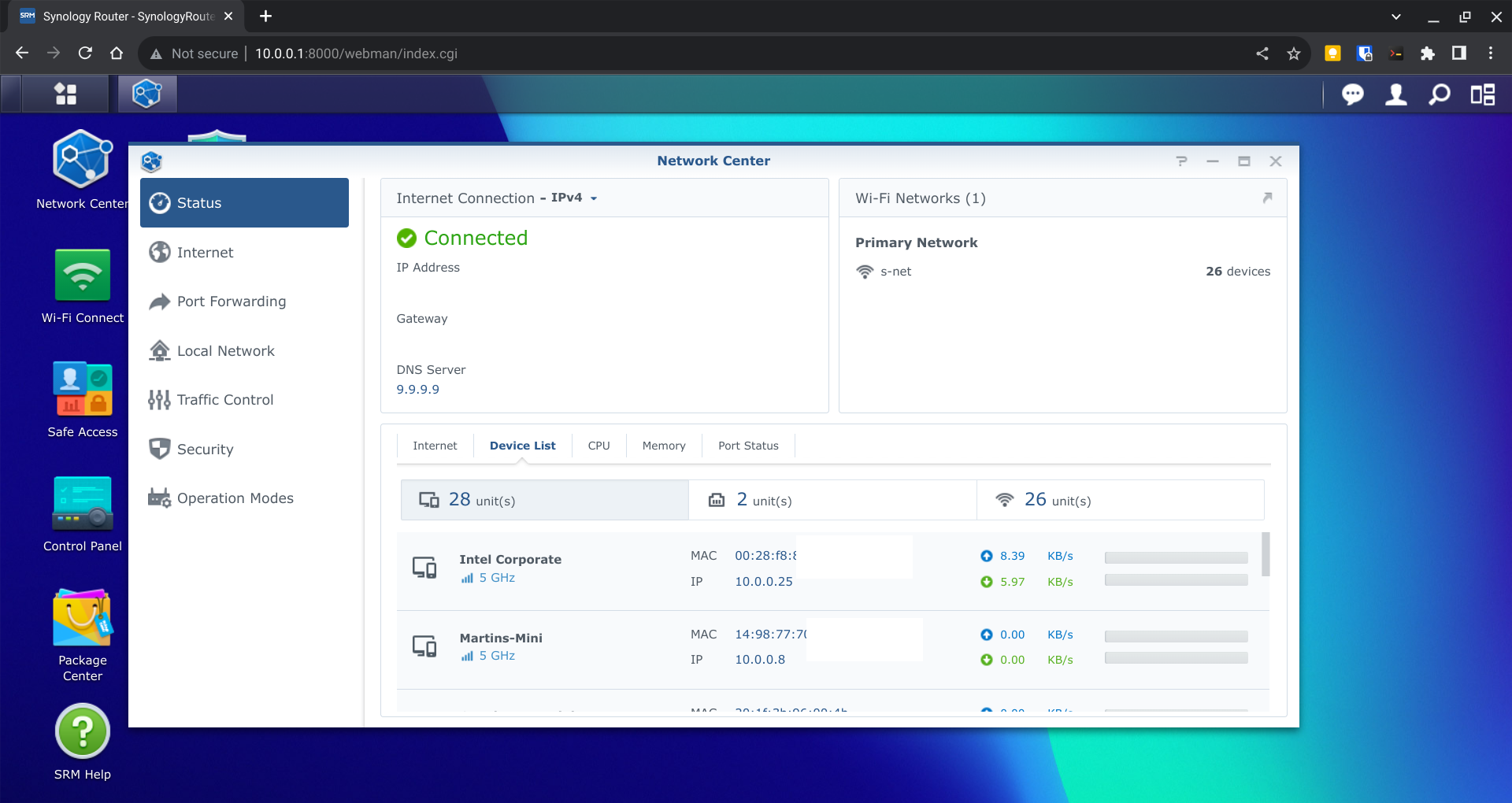 Synology brugerflade