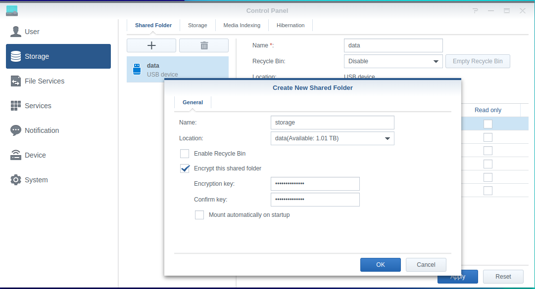 Synology krypteret folder