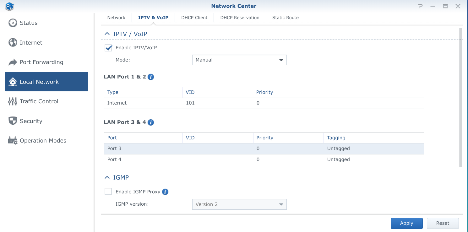 VLAN setup