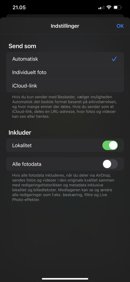 iOS fjern detaljer