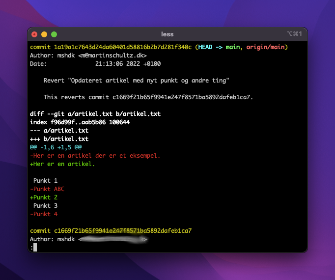 Git revert HEAD
