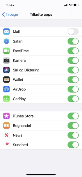Tilladte apps
