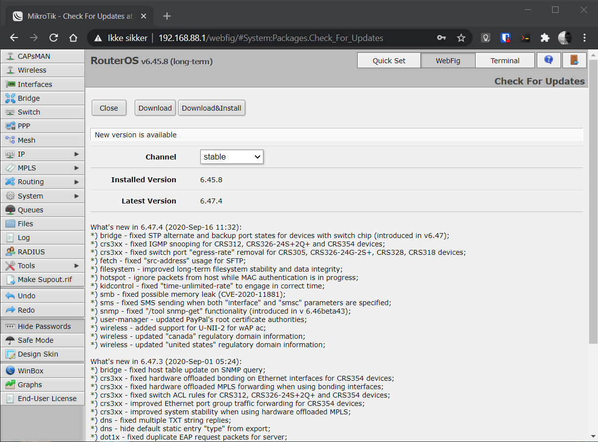 mikrotik firmware