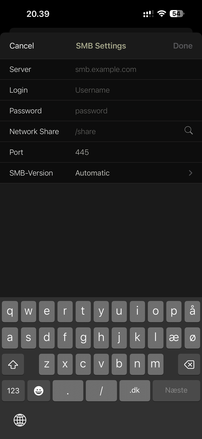PhotoSync SMB setup